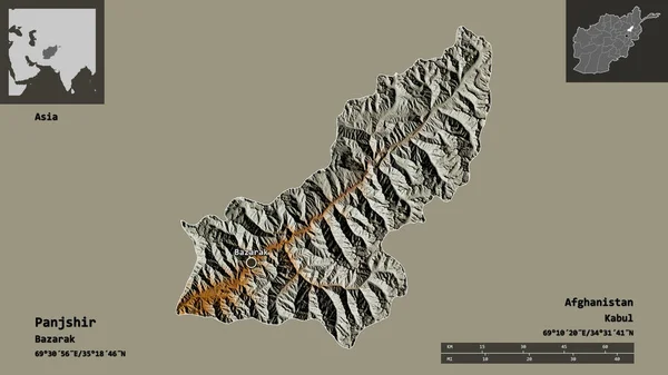 Form Von Panjshir Provinz Von Afghanistan Und Seiner Hauptstadt Entfernungsskala — Stockfoto