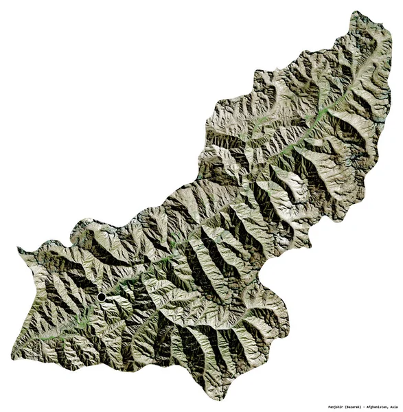 アフガニスタンの州パンジシールの形で その首都は白い背景に隔離されています 衛星画像 3Dレンダリング — ストック写真