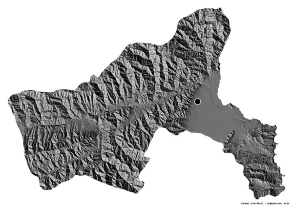 Vorm Van Parwan Provincie Afghanistan Met Hoofdstad Geïsoleerd Witte Achtergrond — Stockfoto