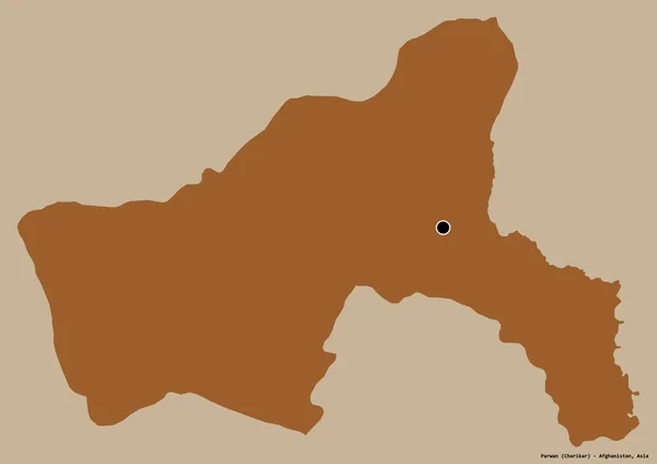 Forme Parwan Province Afghanistan Avec Capitale Isolée Sur Fond Couleur — Photo
