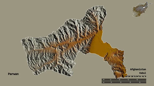 Vorm Van Parwan Provincie Afghanistan Met Hoofdstad Geïsoleerd Een Solide — Stockfoto