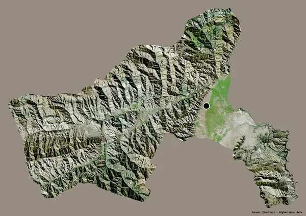 Shape Parwan Province Afghanistan Its Capital Isolated Solid Color Background — Stock Photo, Image