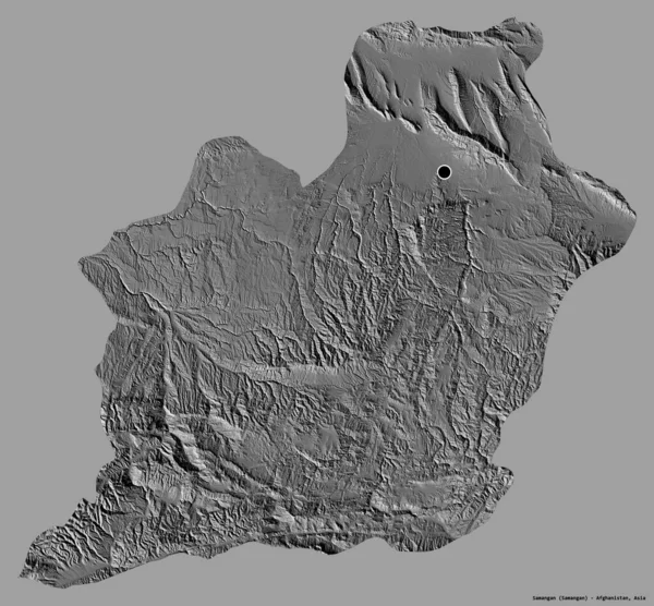 阿富汗萨曼甘的形状 其首都被隔离在纯色的背景下 Bilevel高程图 3D渲染 — 图库照片