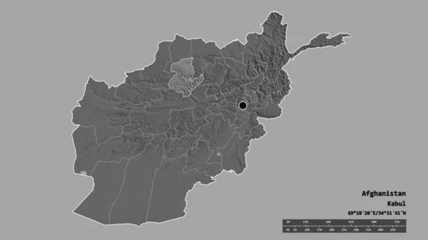 Vyprahlý Tvar Afghánistánu Hlavním Městem Hlavní Regionální Divizí Oddělenou Oblastí — Stock fotografie