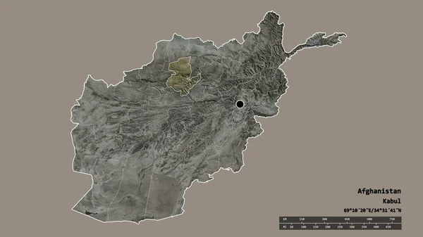 Forme Désaturée Afghanistan Avec Capitale Principale Division Régionale Région Séparée — Photo