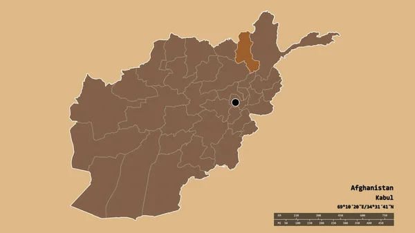 Desaturated Shape Afghanistan Its Capital Main Regional Division Separated Takhar — Stock Photo, Image