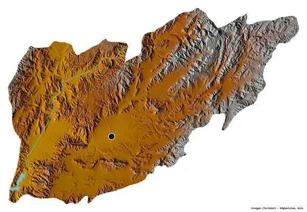 Tvar Urozganu Provincie Afghánistán Hlavním Městem Izolovaným Bílém Pozadí Topografická — Stock fotografie