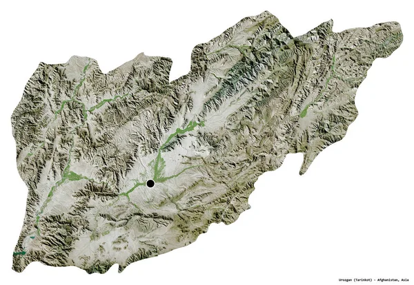 阿富汗Urozgan的形状 其首都被白色背景隔离 卫星图像 3D渲染 — 图库照片