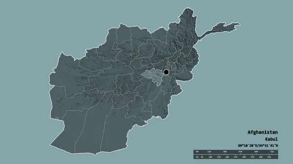 Vyprahlý Tvar Afghánistánu Hlavním Městem Hlavní Regionální Divizí Oddělenou Oblastí — Stock fotografie