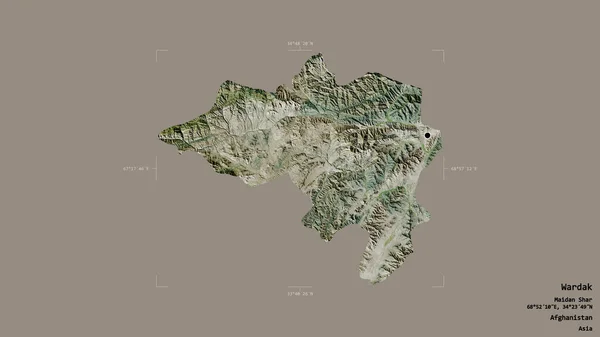 Area Wardak Province Afghanistan Isolated Solid Background Georeferenced Bounding Box — Stock Photo, Image