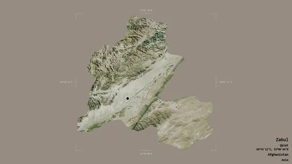 阿富汗省Zabul地区 在一个地理参照框的坚实背景下被隔离 卫星图像 3D渲染 — 图库照片