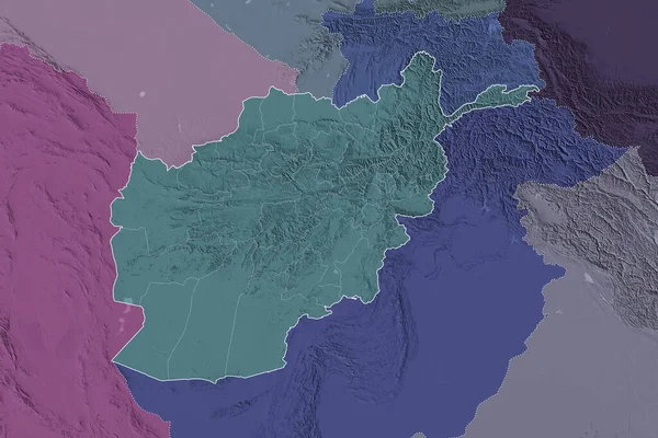 Розширена Територія Афганістану Обрисами Країни Міжнародними Регіональними Кордонами Кольорові Карти — стокове фото
