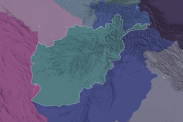 Розширена Територія Афганістану Кольорові Карти Висот Візуалізація — стокове фото