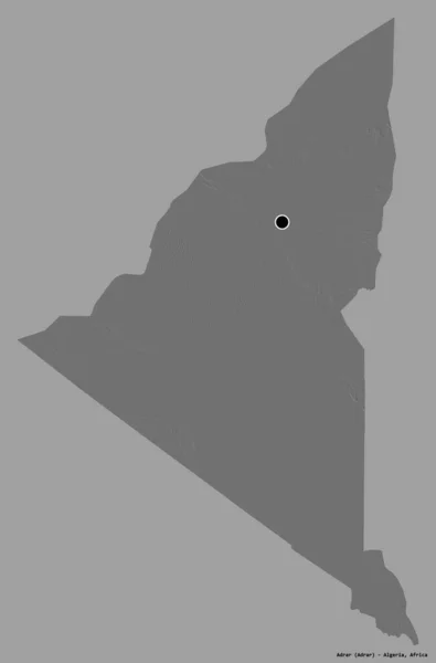 Forma Adrar Província Argélia Com Sua Capital Isolada Fundo Cor — Fotografia de Stock