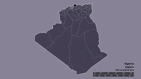 Bentuk Kumuh Aljazair Dengan Ibukotanya Divisi Regional Utama Dan Wilayah — Stok Foto