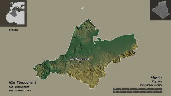 Shape Ain Temouchent Province Algeria Its Capital Distance Scale Previews — Stock Photo, Image