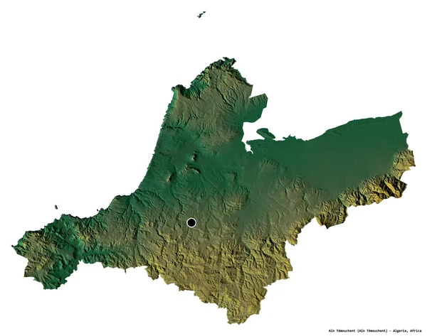 Kształt Ain Temouchent Prowincja Algierii Stolicą Odizolowaną Białym Tle Mapa — Zdjęcie stockowe