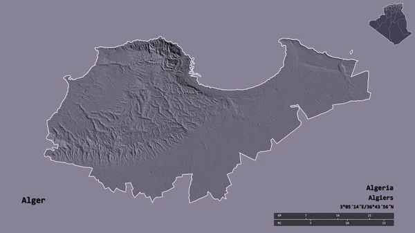 Tvar Alger Provincie Alžírsko Hlavním Městem Izolovaným Pevném Pozadí Měřítko — Stock fotografie