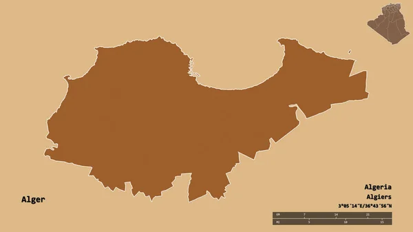 Tvar Alger Provincie Alžírsko Hlavním Městem Izolovaným Pevném Pozadí Měřítko — Stock fotografie