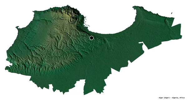 Форма Алжира Провинции Алжир Столицей Изолированной Белом Фоне Топографическая Карта — стоковое фото