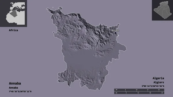 Form Annaba Provinsen Algeriet Och Dess Huvudstad Avståndsskala Förhandsvisningar Och — Stockfoto