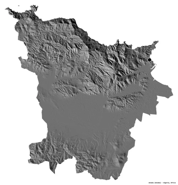 Forma Annaba Provincia Argelia Con Capital Aislada Sobre Fondo Blanco — Foto de Stock