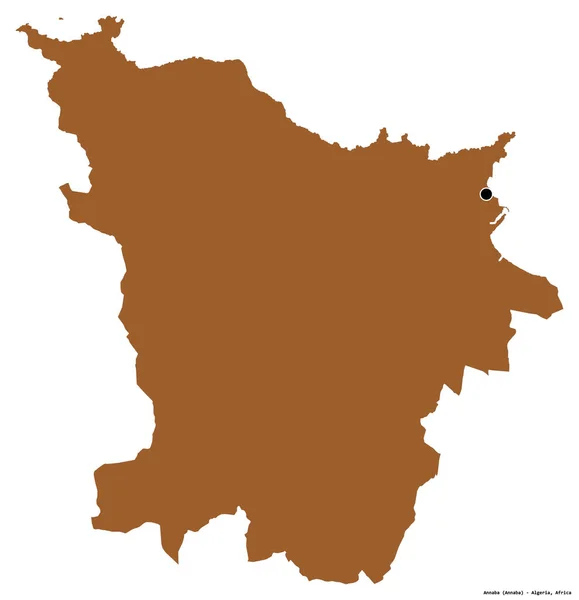Forma Annaba Provincia Argelia Con Capital Aislada Sobre Fondo Blanco — Foto de Stock