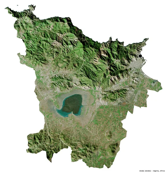 アルジェリアのアナバ州の形で 首都は白い背景に孤立しています 衛星画像 3Dレンダリング — ストック写真