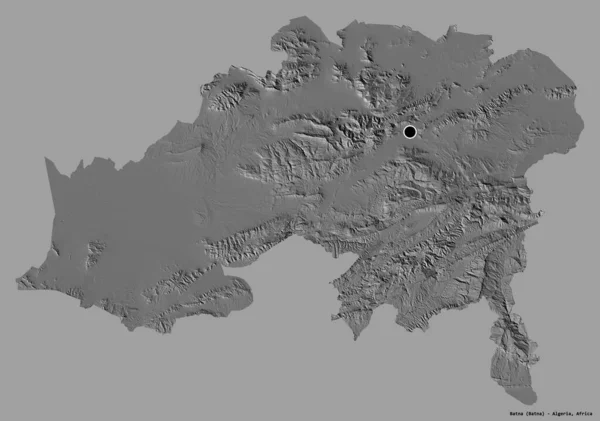 Forma Batna Provincia Argelia Con Capital Aislada Sobre Fondo Color — Foto de Stock