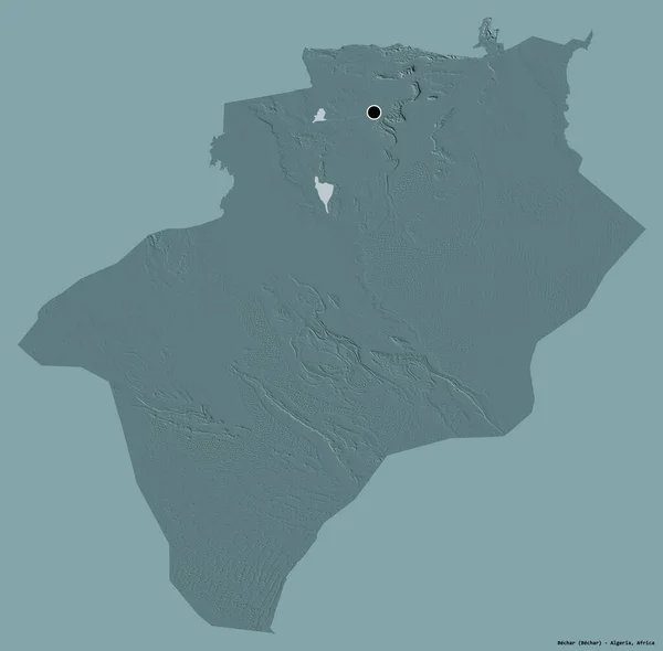 Forma Bechar Província Argélia Com Sua Capital Isolada Fundo Cor — Fotografia de Stock