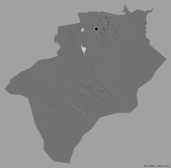 贝哈尔形状 阿尔及利亚省 其首都被隔离在一个坚实的色彩背景 Bilevel高程图 3D渲染 — 图库照片