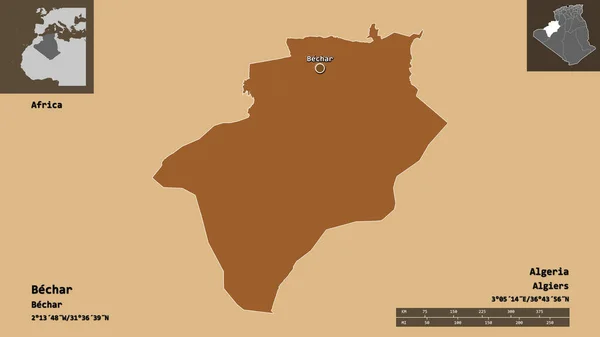 Форма Бекхар Провінція Алжир Його Столиця Масштаб Відстаней Превью Етикетки — стокове фото