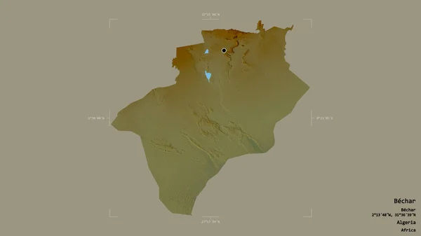 アルジェリアのベハール州の地域は 洗練された境界の箱の中にしっかりとした背景に隔離されています ラベル 地形図 3Dレンダリング — ストック写真