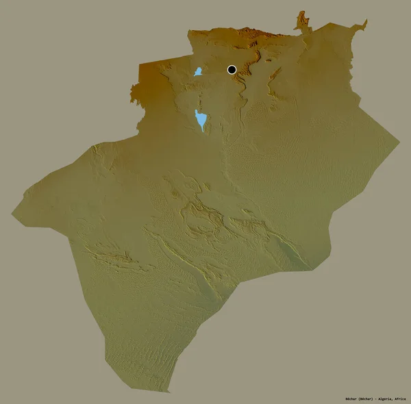 Forma Bechar Provincia Algeria Con Suo Capoluogo Isolato Fondo Tinta — Foto Stock