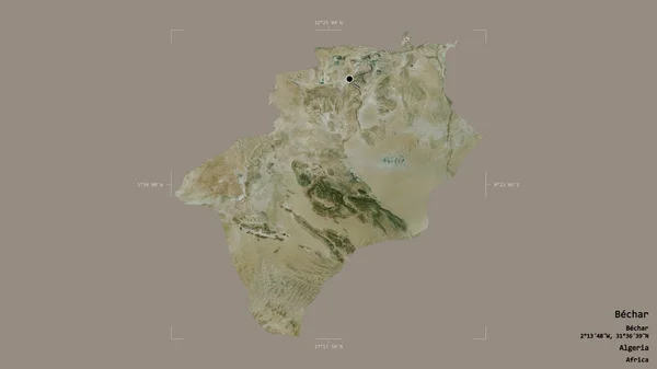 Area Bechar Province Algeria Isolated Solid Background Georeferenced Bounding Box — Stock Photo, Image