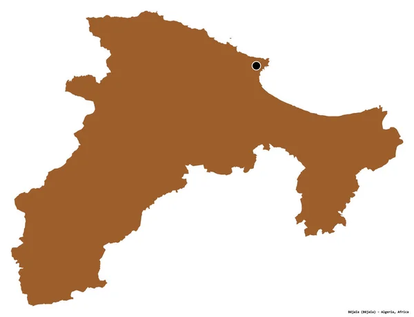 Forma Bejaia Província Argélia Com Sua Capital Isolada Fundo Branco — Fotografia de Stock
