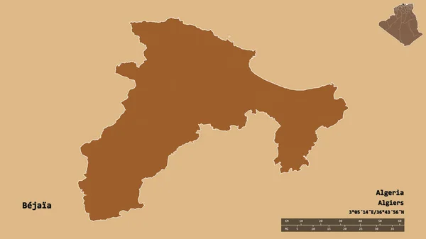 Forme Bejaia Province Algérie Avec Capitale Isolée Sur Fond Solide — Photo