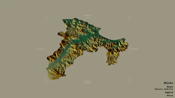 Oblast Bejaia Provincie Alžírsko Izolovaná Pevném Pozadí Georeferenční Hraniční Oblasti — Stock fotografie