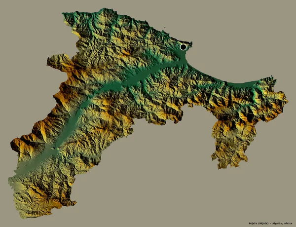 Form Bejaia Provinsen Algeriet Med Sin Huvudstad Isolerad Solid Färg — Stockfoto