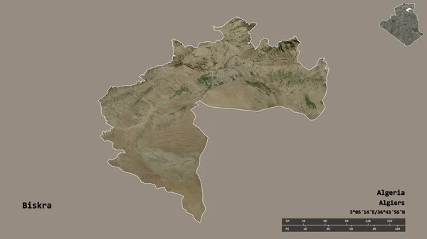Форма Бискры Провинции Алжир Столицей Изолированной Прочном Фоне Дистанционный Масштаб — стоковое фото
