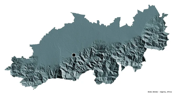 Kształt Blida Prowincja Algierii Stolicą Odizolowaną Białym Tle Kolorowa Mapa — Zdjęcie stockowe