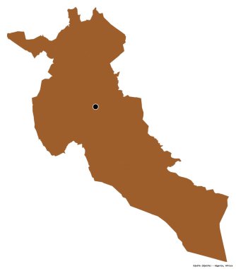 Cezayir 'in başkenti Djelfa' nın beyaz arka planda izole edilmiş hali. Desenli dokuların bileşimi. 3B görüntüleme