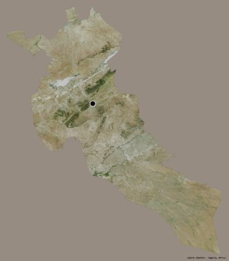 Cezayir 'in başkenti Djelfa' nın katı renk arka planına izole edilmiş hali. Uydu görüntüleri. 3B görüntüleme