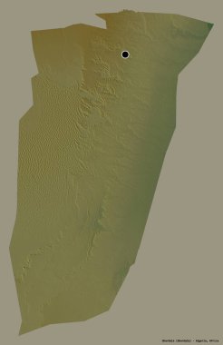 Cezayir 'in Ghardaia eyaleti, başkenti katı renk arkaplanı ile izole edilmiştir. Topografik yardım haritası. 3B görüntüleme