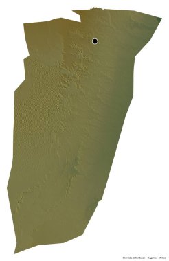 Cezayir 'in Ghardaia eyaleti, başkenti beyaz arka planda izole edilmiştir. Topografik yardım haritası. 3B görüntüleme
