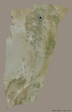 Cezayir 'in Ghardaia eyaleti, başkenti katı renk arkaplanı ile izole edilmiştir. Uydu görüntüleri. 3B görüntüleme