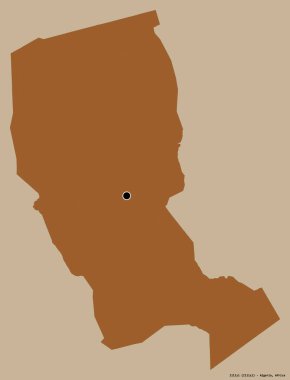 Cezayir 'in Illizi eyaleti, başkenti katı renk arkaplanı ile izole edilmiştir. Desenli dokuların bileşimi. 3B görüntüleme