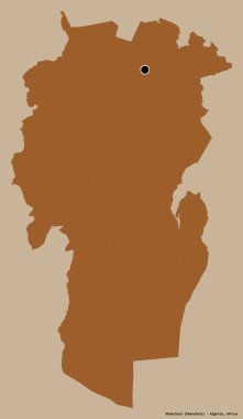 Cezayir 'in Khenchela eyaleti, başkenti katı renk arkaplanı ile izole edilmiştir. Desenli dokuların bileşimi. 3B görüntüleme