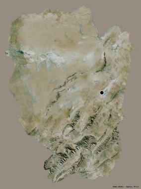Cezayir 'in Naama eyaleti, başkenti katı renk arkaplanı ile izole edilmiştir. Uydu görüntüleri. 3B görüntüleme