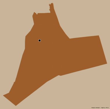Cezayir 'in Ouargla eyaleti, başkenti katı renk arkaplanı ile izole edilmiştir. Desenli dokuların bileşimi. 3B görüntüleme